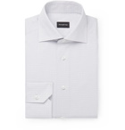 Ermenegildo Zegna - White Cutaway-Collar Checked Cotton Shirt - White