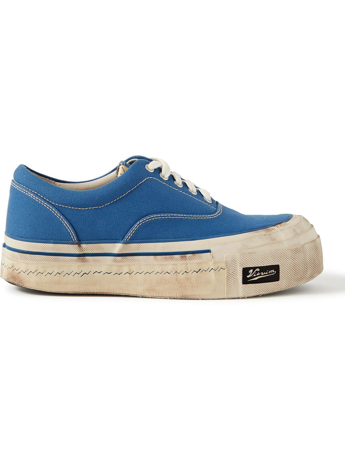 Visvim - Logan Deck II G.Patten Distressed Canvas Sneakers - Blue