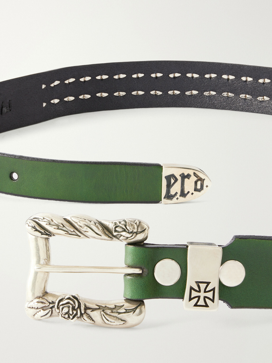 Enfants Riches Déprimés - 3.5cm Studded Leather Belt - Green