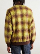 Remi Relief - Jersey-Trimmed Checked Wool-Blend Cardigan - Yellow