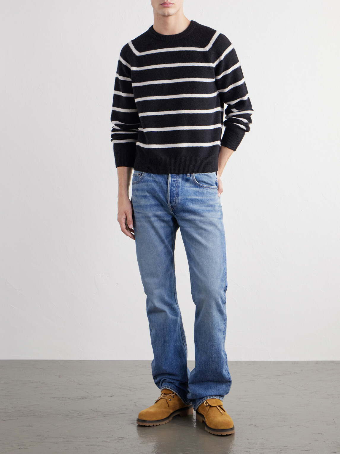 TOTEME - Striped Alpaca and Cashmere-Blend Sweater - Black