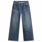 Visvim Men's Social Sculpture 01 Wide Damaged Jeans in Indigo