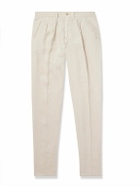 Boglioli - Straight-Leg Pleated Linen Trousers - Neutrals