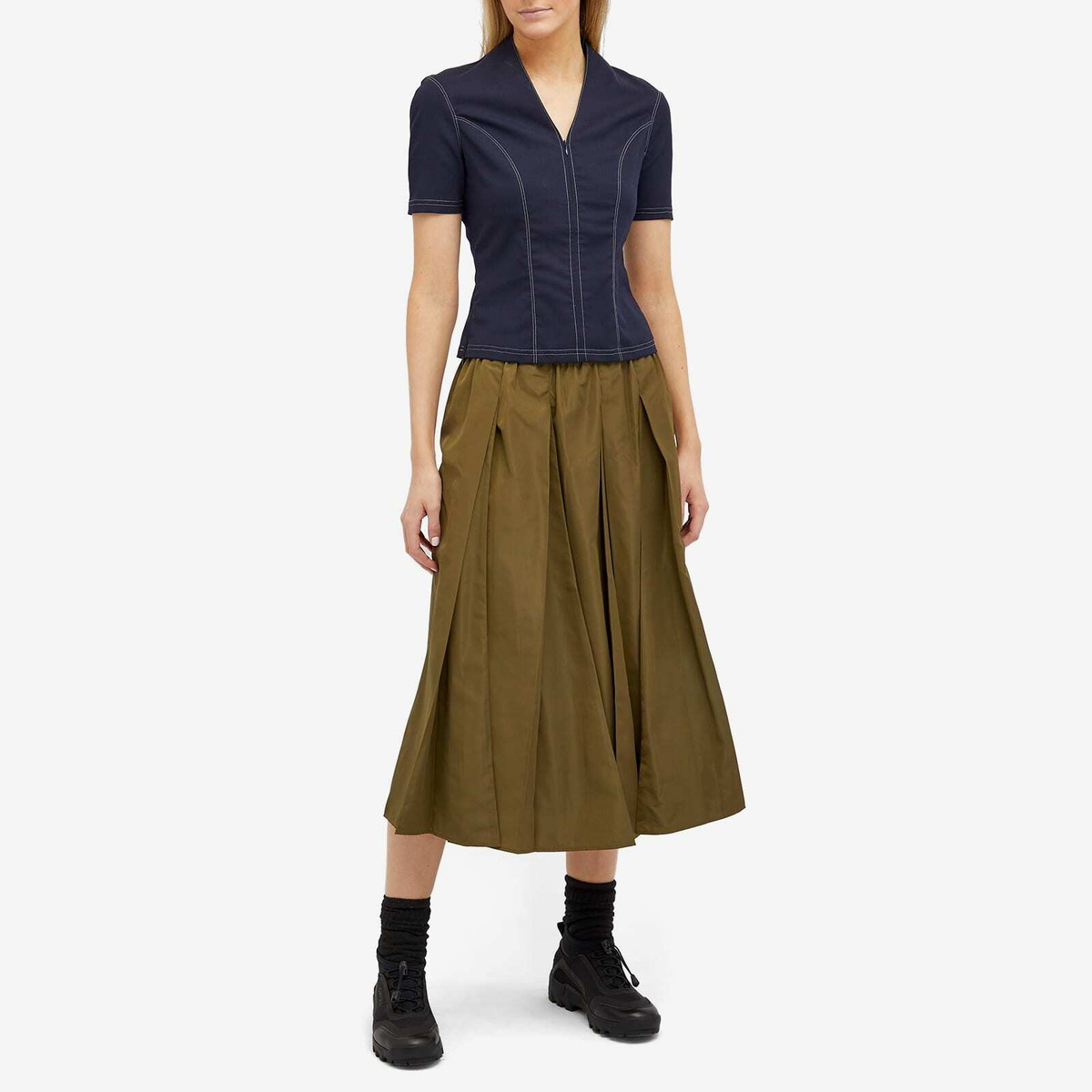 Wood Wood Women's Delfina Tech Midi Skirt in Pitch-Dark
