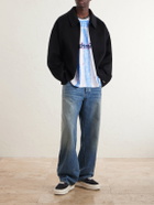 NAHMIAS - Scribble Logo-Print Striped Jersey T-Shirt - Blue