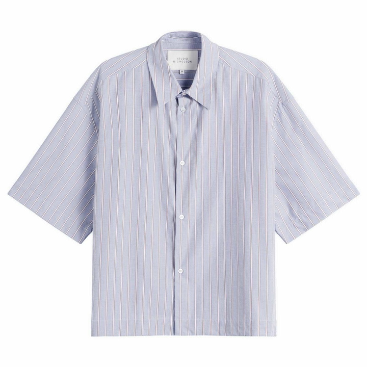 Photo: Studio Nicholson Men's Sanko Boxy Shirt in Grey/Brown