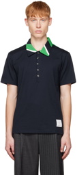 Thom Browne Navy Five-Button Polo