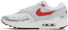 Nike White & Silver Air Max 1 Premium Sneakers