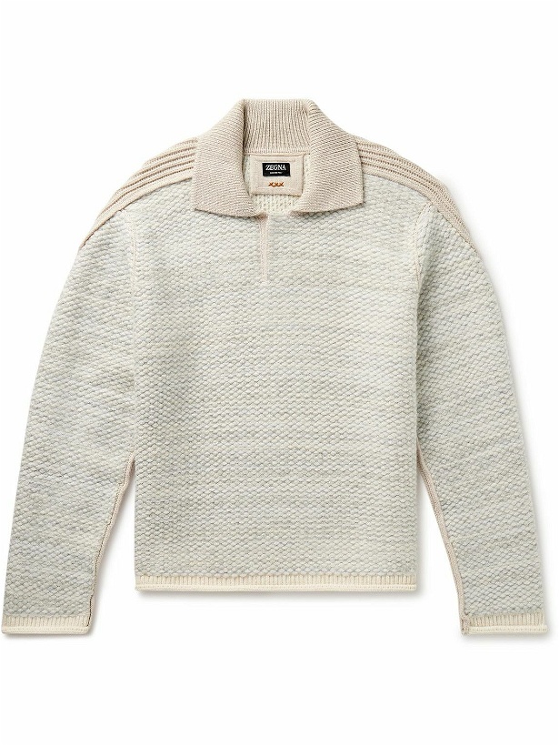 Photo: Zegna - Ribbed Wool-Trimmed Cashmere Sweater - Neutrals