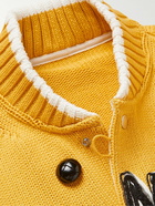 Sacai - Eric Haze Embroidered Cotton-Blend and Leather Varsity Jacket - Yellow