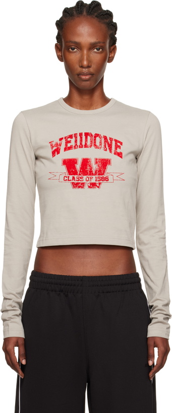 Photo: We11done Taupe '11' Print Long-Sleeve T-shirt