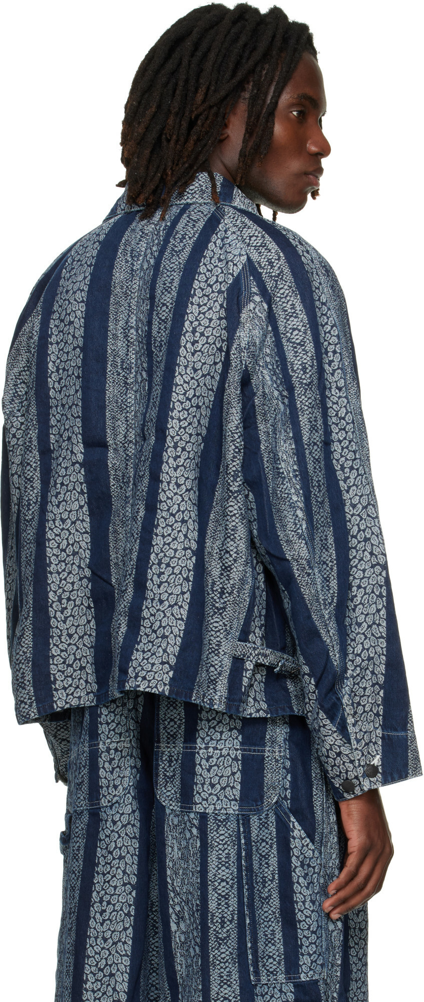 NEEDLES Navy Python Jacquard Short Denim Jacket