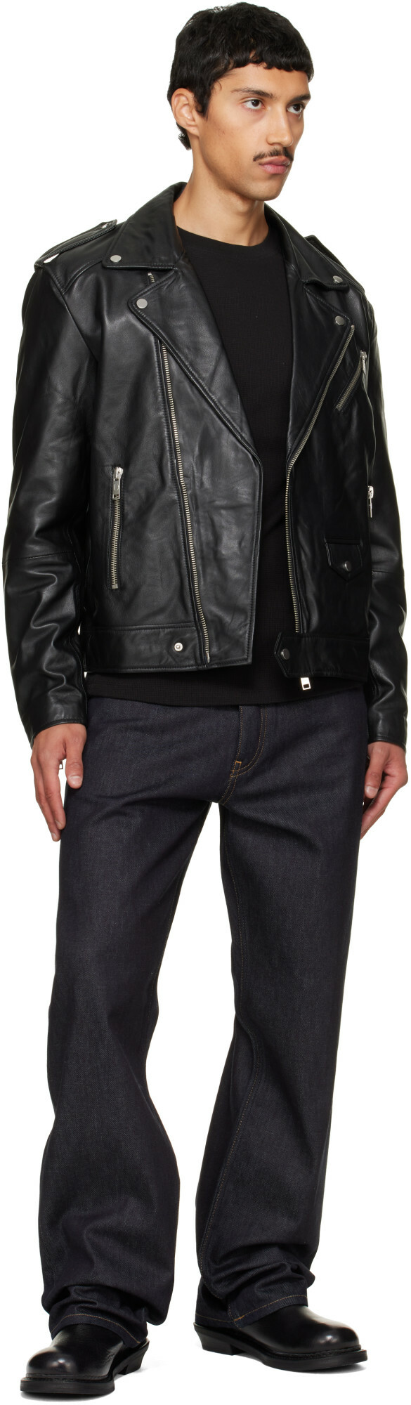 Deadwood Black River Leather Biker Jacket