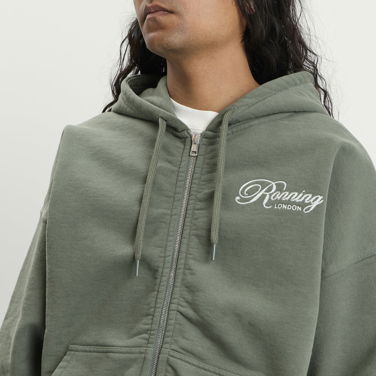 END. x Ronning Men's Zip Hood in Sage Green