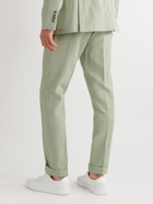 Paul Smith - Gents Straight-Leg Linen Drawstring Trousers - Green