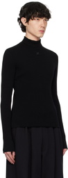 Courrèges Black Reedition Rib Knit Mockneck Sweater
