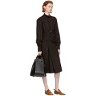 Lemaire Brown High Collar Twisted Dress