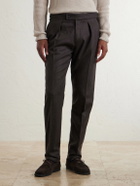 Slowear - Tapered Pleated Wool and Cashmere-Blend Suit Trousers - Brown