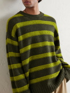 The Elder Statesman - Ridgeline Striped Cashmere-Blend Sweater - Green