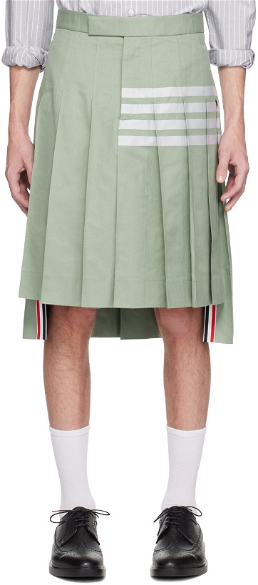 Photo: Thom Browne Green Pleated 4-Bar Skirt
