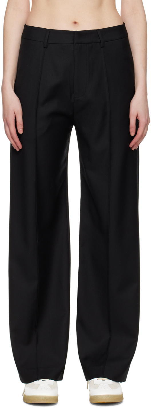 WYNN HAMLYN Black Pinstitch Trousers Wynn Hamlyn