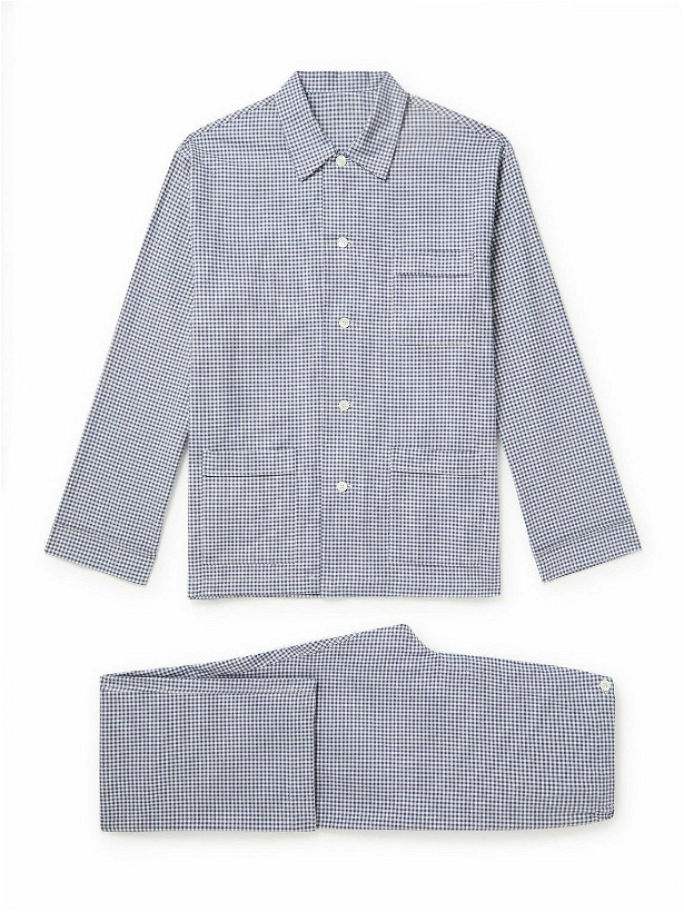 Photo: Anderson & Sheppard - Checked Brushed Cotton-Flannel Pyjama Set - Blue