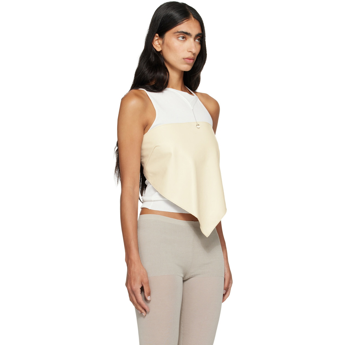 Paloma Wool Off-White Alba Belt Leather Top