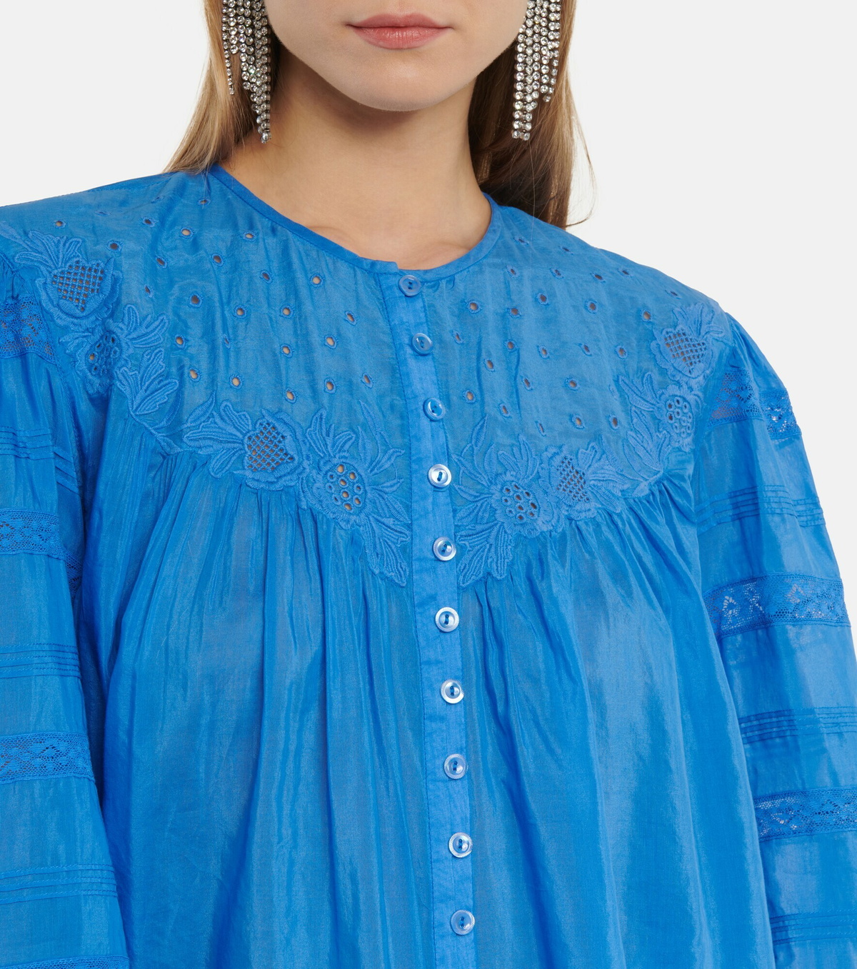 Isabel Marant 'Gelina' Blue Silk Blend Blouse Women