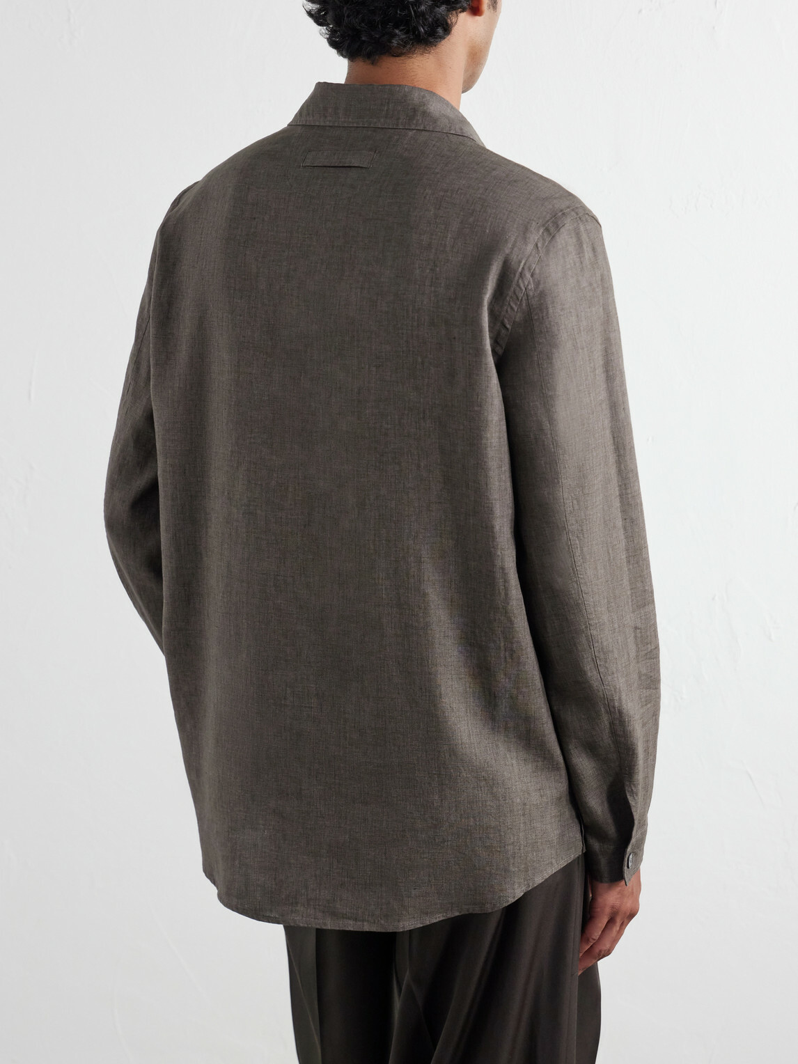 Zegna - Woven Linen Polo Shirt - Brown