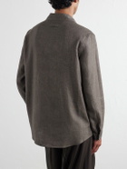 Zegna - Woven Linen Polo Shirt - Brown