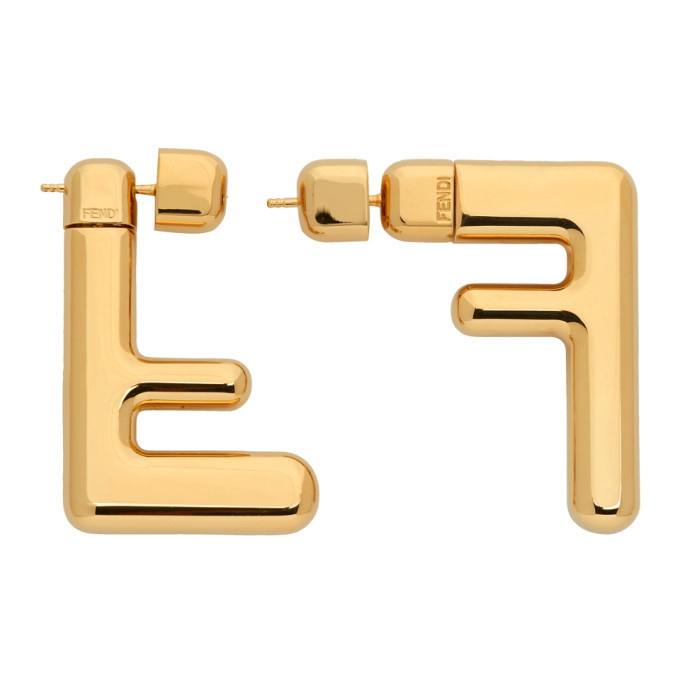 FENDI Metal FF Hoop Earrings Gold 1273792