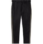 Isabel Benenato - Black Slim-Fit Tapered Striped Linen and Cotton-Blend Trousers - Black
