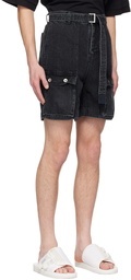 sacai Black Belted Denim Shorts