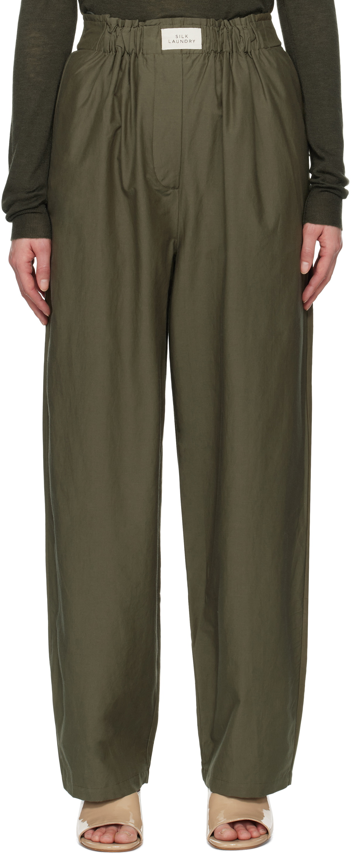 Silk Laundry Green Cotton Silk Paper Bag Lounge Pants