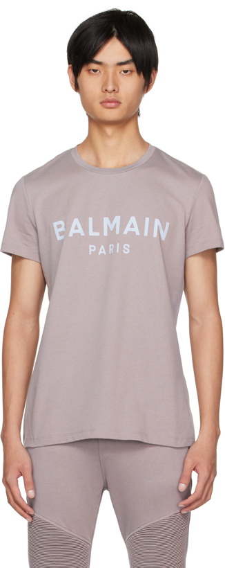 Photo: Balmain Gray Printed T-Shirt