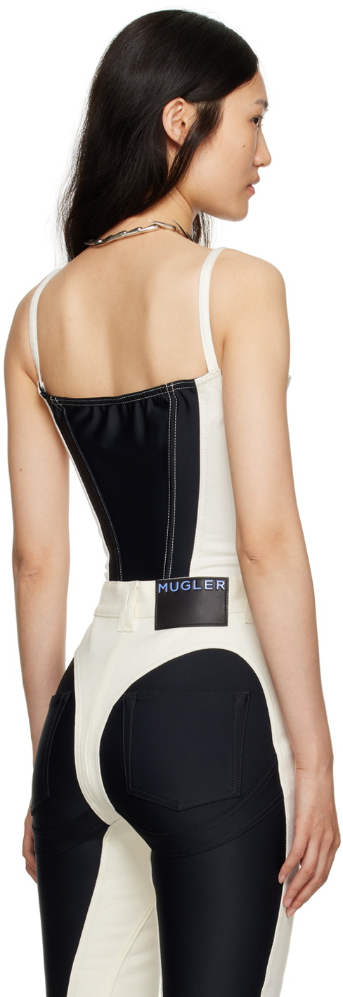 Black and white bustier bodysuit - women - MUGLER 