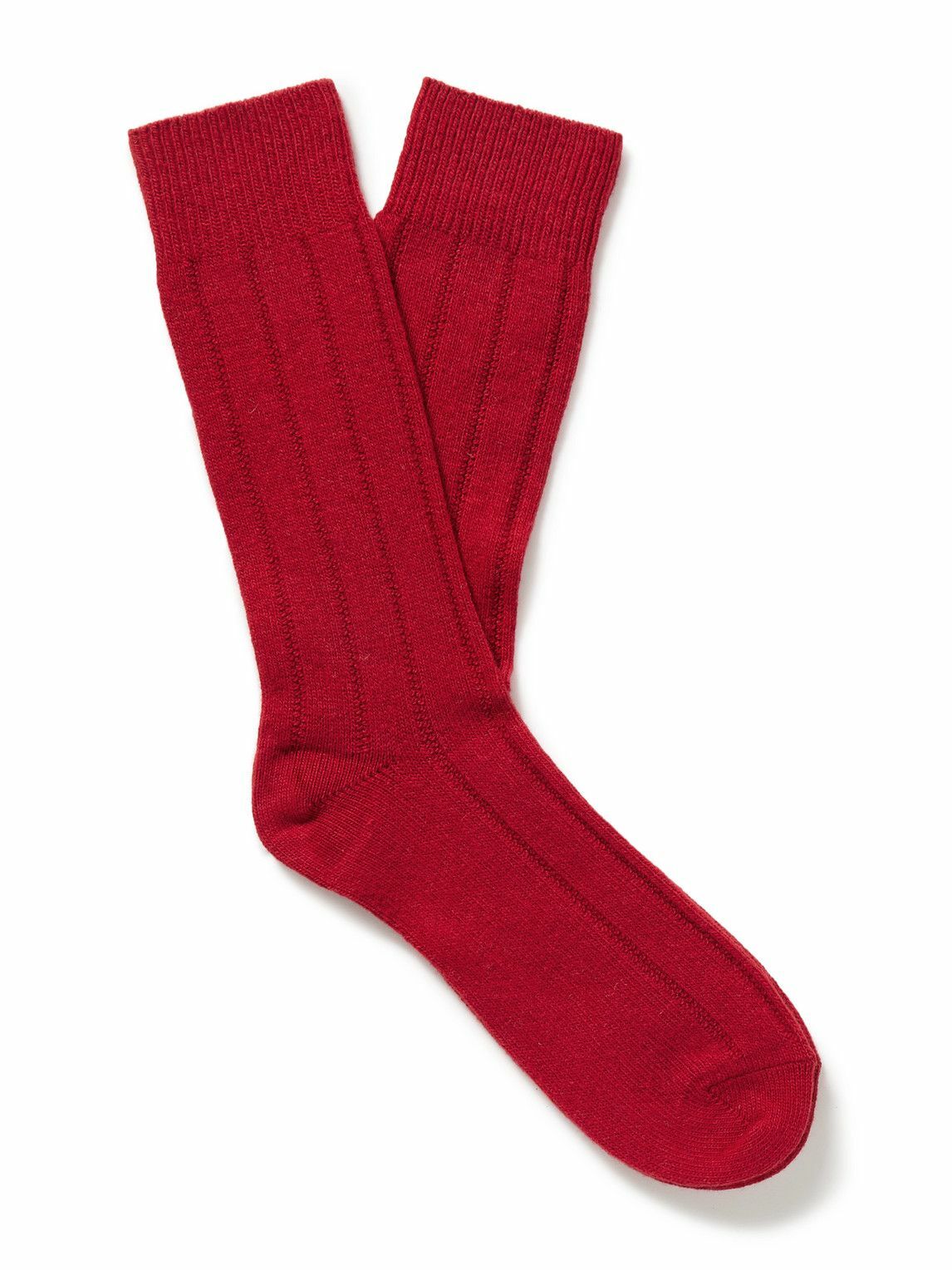Anderson & Sheppard - Ribbed-Knit Socks - Red