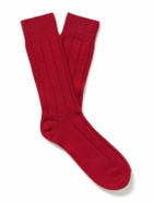 Anderson & Sheppard - Ribbed-Knit Socks - Red