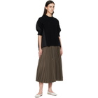 sacai Black Wool Knit x Cotton Poplin Pullover Sweater