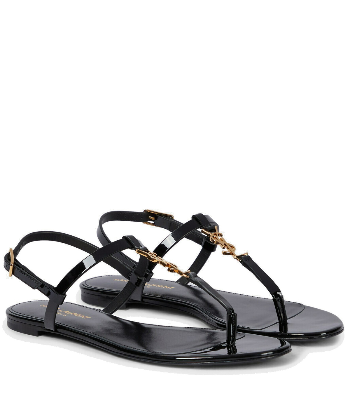 Saint Laurent - Cassandra patent leather thong sandals Saint