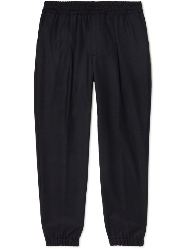 Photo: LORO PIANA - Tapered Wool and Cashmere-Blend Drawstring Trousers - Blue