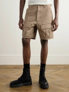 CELINE - Straight-Leg Distressed Cotton-Twill Cargo Shorts - Brown