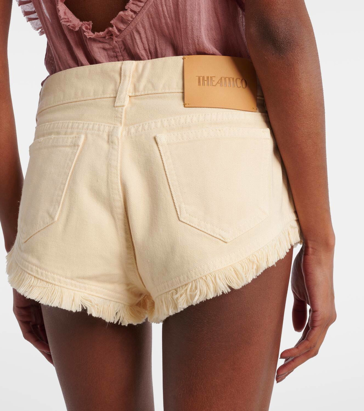 The Attico Fringed cotton canvas shorts