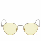 Loewe Eyewear Loewe Slim Round Sunglasses in Shiny Light Ruthenium/Roviex 