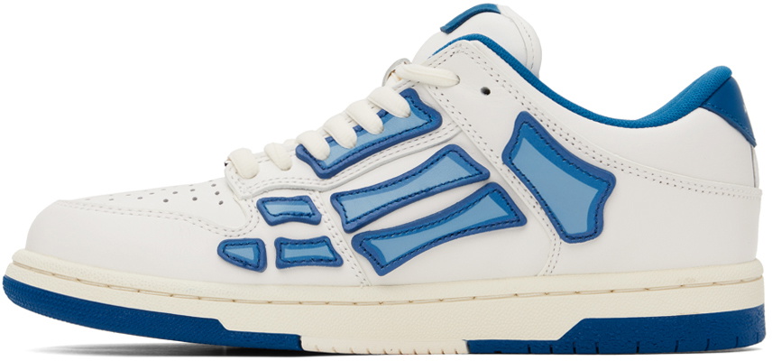 【個性を放つ】AMIRI ホワイト＆ブルー Skel-Top Low スニーカー AMIRI Blue & White Skel Top Low Sneakers - Casual Shoes