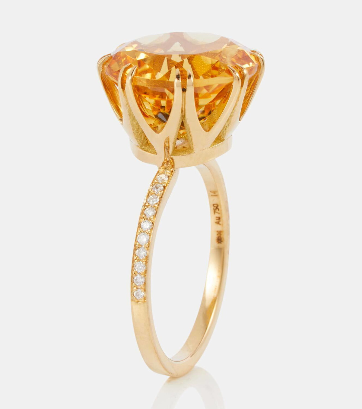 Ileana Makri 18kt yellow gold ring with orange citrine and diamonds