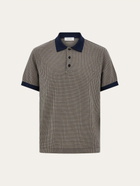 Ferragamo Mens Short sleeve micro check polo in Blue