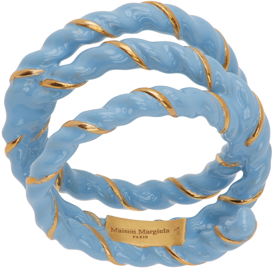 Maison Margiela Gold & Blue Twisted Wire Ring Maison Margiela