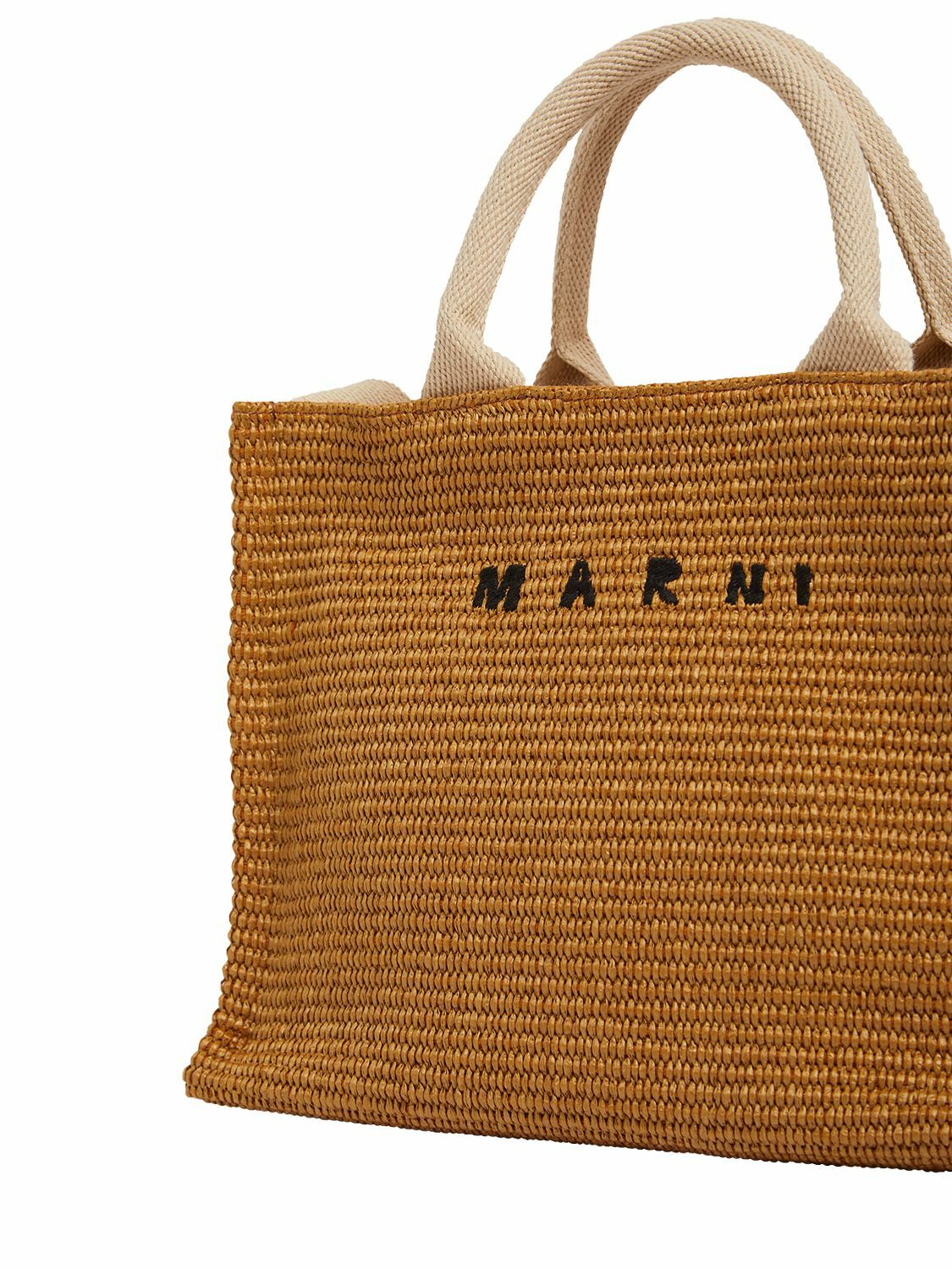 【MARNI】Small Logo Rafia Tote Bag ★送料関税込★追跡可能★ Marni Small Raffia Tote Bag | Green | FARFETCH