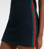Gucci Web Stripe ribbed-knit jersey polo dress